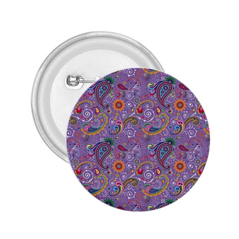 Purple Paisley 2.25  Button from ArtsNow.com Front