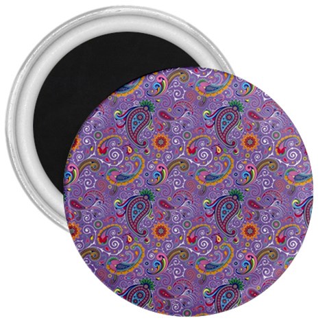 Purple Paisley 3  Button Magnet from ArtsNow.com Front