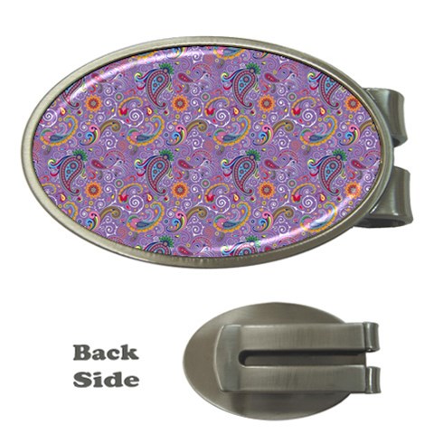 Purple Paisley Money Clip (Oval) from ArtsNow.com Front