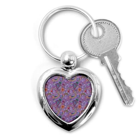 Purple Paisley Key Chain (Heart) from ArtsNow.com Front