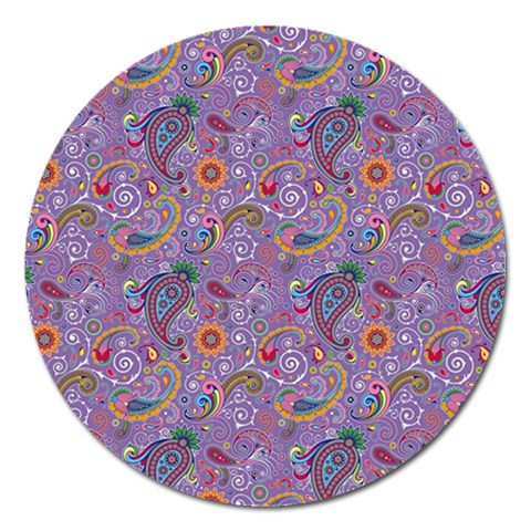 Purple Paisley Magnet 5  (Round) from ArtsNow.com Front