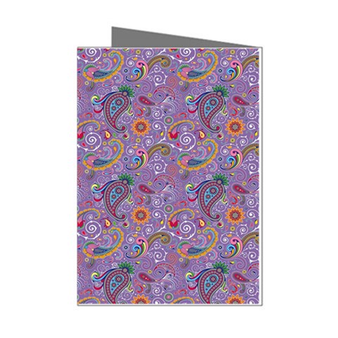 Purple Paisley Mini Greeting Card (8 Pack) from ArtsNow.com Left