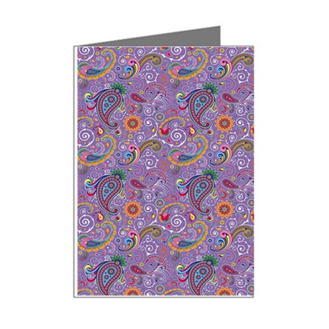 Purple Paisley Mini Greeting Card (8 Pack) from ArtsNow.com Right