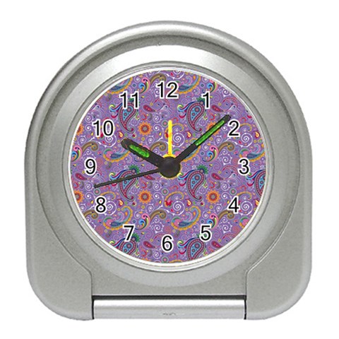 Purple Paisley Desk Alarm Clock from ArtsNow.com Front