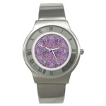 Purple Paisley Stainless Steel Watch (Slim)