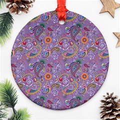 Purple Paisley Round Ornament (Two Sides) from ArtsNow.com Back