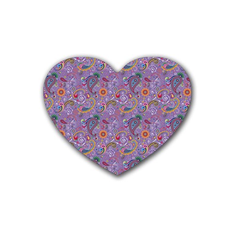 Purple Paisley Drink Coasters 4 Pack (Heart)  from ArtsNow.com Front