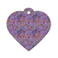 Purple Paisley Dog Tag Heart (Two Sided) from ArtsNow.com Front