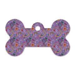 Purple Paisley Dog Tag Bone (Two Sided) from ArtsNow.com Front