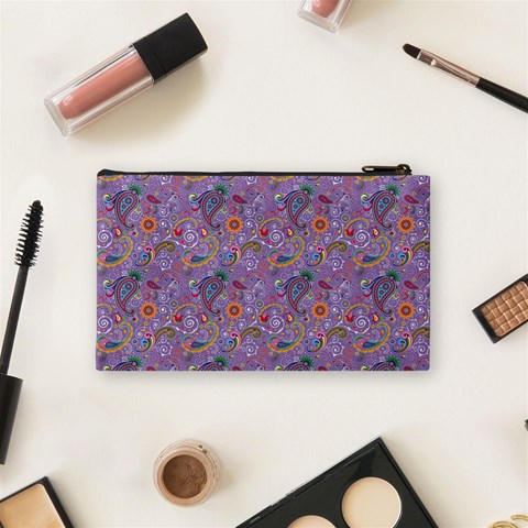 Purple Paisley Cosmetic Bag (Small) from ArtsNow.com Back