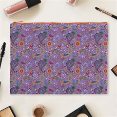 Purple Paisley Cosmetic Bag (XL) from ArtsNow.com Front