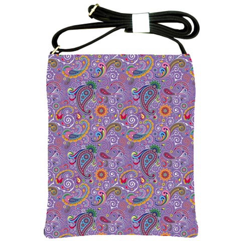 Purple Paisley Shoulder Sling Bag from ArtsNow.com Front