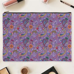 Purple Paisley Cosmetic Bag (XXXL) from ArtsNow.com Front