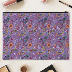 Purple Paisley Cosmetic Bag (XXXL) from ArtsNow.com Back