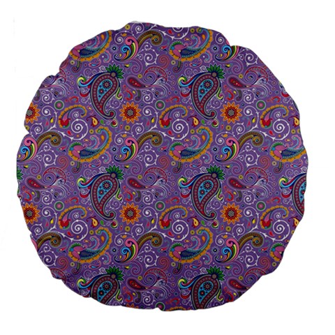 Purple Paisley 18  Premium Round Cushion  from ArtsNow.com Back