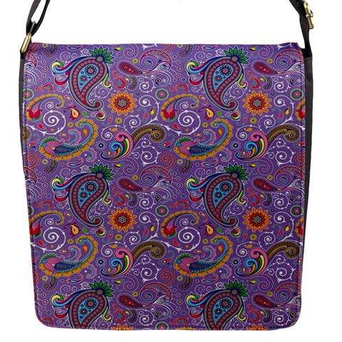 Purple Paisley Flap Closure Messenger Bag (Small) from ArtsNow.com Front