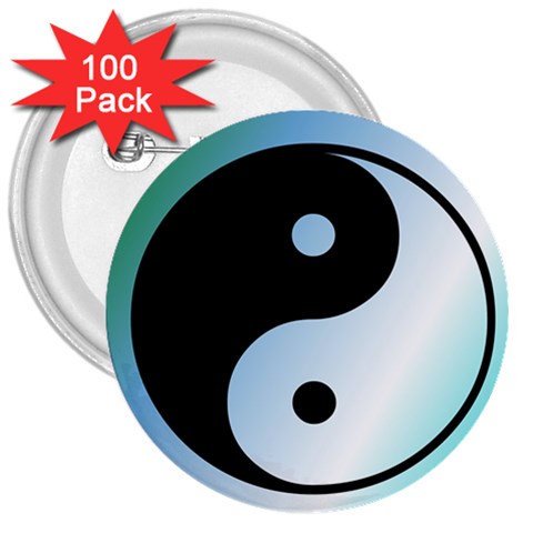 Ying Yang  3  Button (100 pack) from ArtsNow.com Front