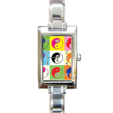 Ying Yang   Rectangular Italian Charm Watch from ArtsNow.com Front