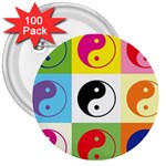 Ying Yang   3  Button (100 pack)