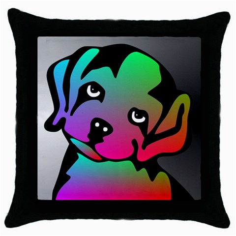 Dog Black Throw Pillow Case from ArtsNow.com Front