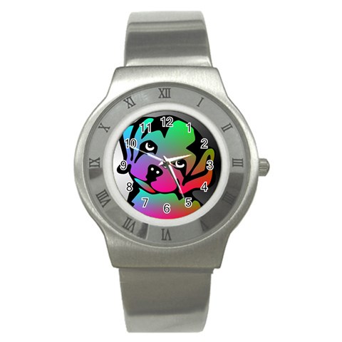 Dog Stainless Steel Watch (Slim) from ArtsNow.com Front