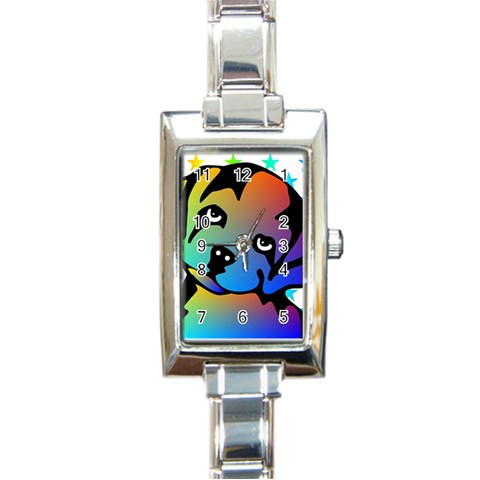 Dog Rectangular Italian Charm Watch from ArtsNow.com Front