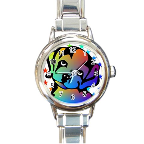 Dog Round Italian Charm Watch from ArtsNow.com Front