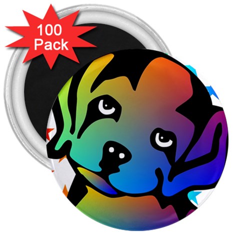 Dog 3  Button Magnet (100 pack) from ArtsNow.com Front