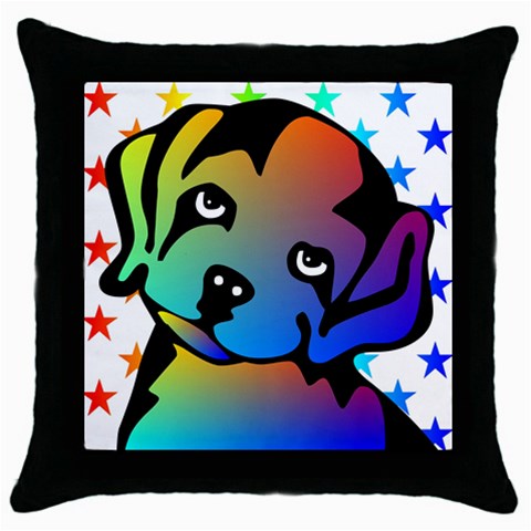 Dog Black Throw Pillow Case from ArtsNow.com Front