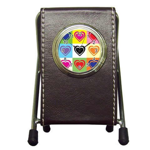 Hearts Stationery Holder Clock from ArtsNow.com Front