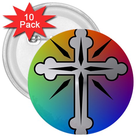 Cross 3  Button (10 pack) from ArtsNow.com Front