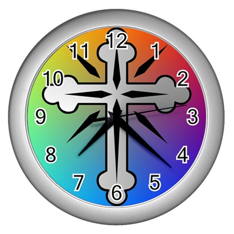 Cross Wall Clock (Silver) from ArtsNow.com Front