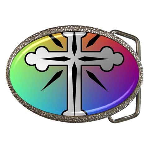 Cross Belt Buckle (Oval) from ArtsNow.com Front