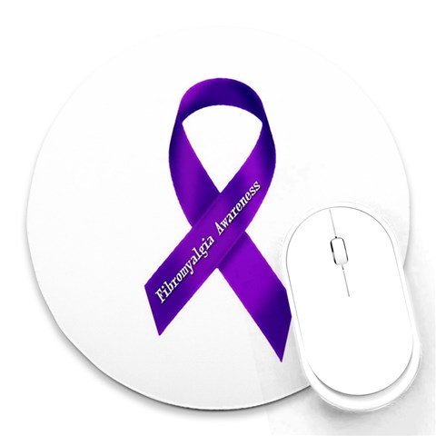 Fibro Awareness Ribbon 8  Mouse Pad (Round) from ArtsNow.com Front