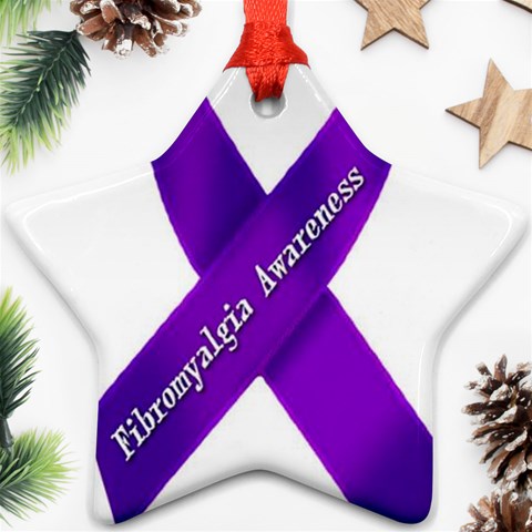 Fibro Awareness Ribbon Star Ornament from ArtsNow.com Front