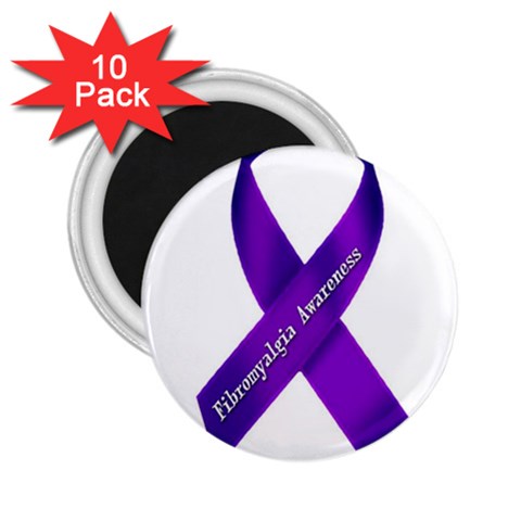 Fibro Awareness Ribbon 2.25  Button Magnet (10 pack) from ArtsNow.com Front