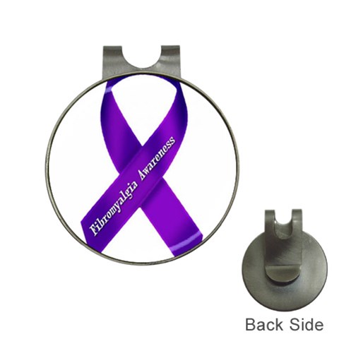 Fibro Awareness Ribbon Hat Clip with Golf Ball Marker from ArtsNow.com Front