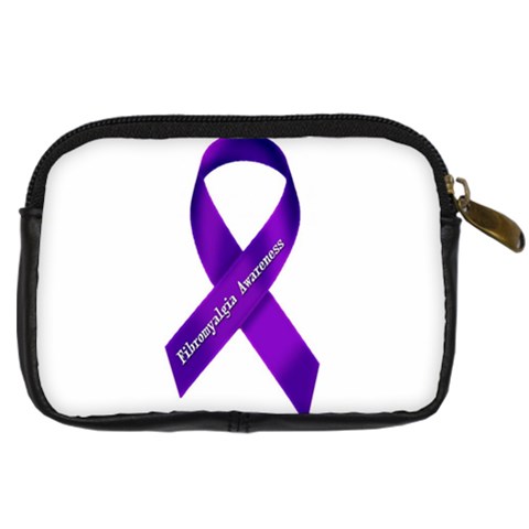 Fibro Awareness Ribbon Digital Camera Leather Case from ArtsNow.com Back