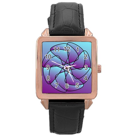 Pattern Rose Gold Leather Watch  from ArtsNow.com Front