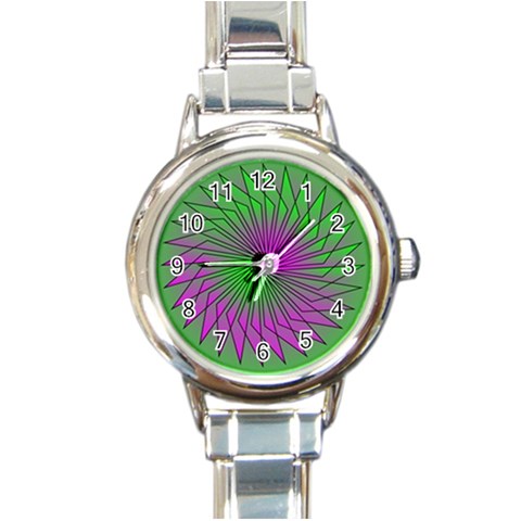 Pattern Round Italian Charm Watch from ArtsNow.com Front