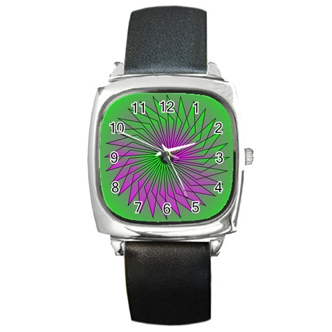 Pattern Square Leather Watch from ArtsNow.com Front