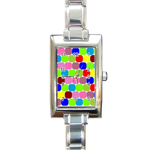 Color Rectangular Italian Charm Watch from ArtsNow.com Front