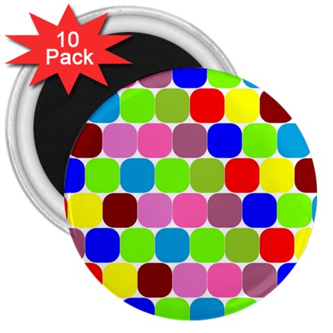 Color 3  Button Magnet (10 pack) from ArtsNow.com Front