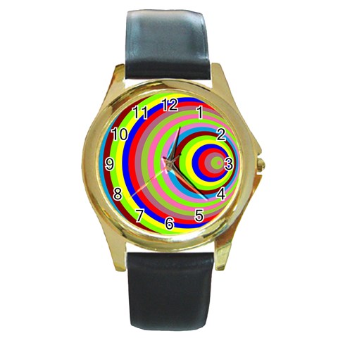 Color Round Leather Watch (Gold Rim)  from ArtsNow.com Front