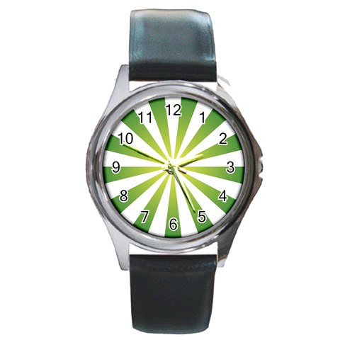 Pattern Round Leather Watch (Silver Rim) from ArtsNow.com Front