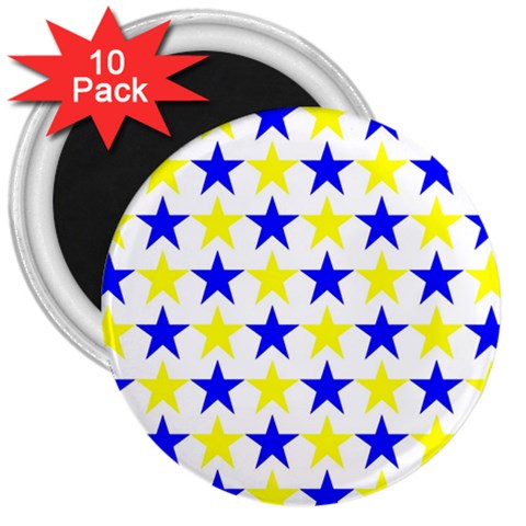 Star 3  Button Magnet (10 pack) from ArtsNow.com Front