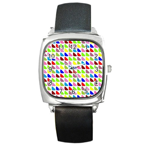 Pattern Square Leather Watch from ArtsNow.com Front