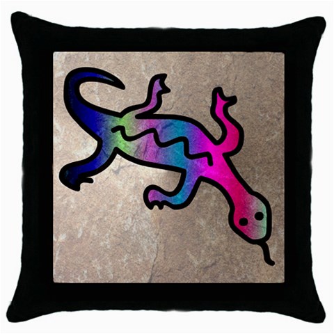 Lizard Black Throw Pillow Case from ArtsNow.com Front