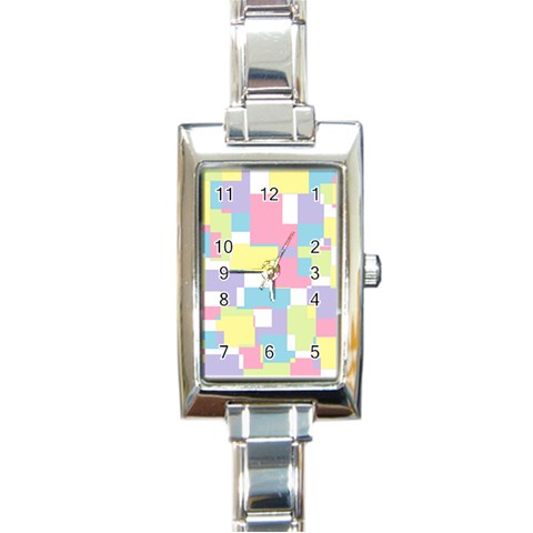 Mod Pastel Geometric Rectangular Italian Charm Watch from ArtsNow.com Front