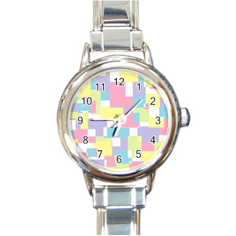 Mod Pastel Geometric Round Italian Charm Watch from ArtsNow.com Front